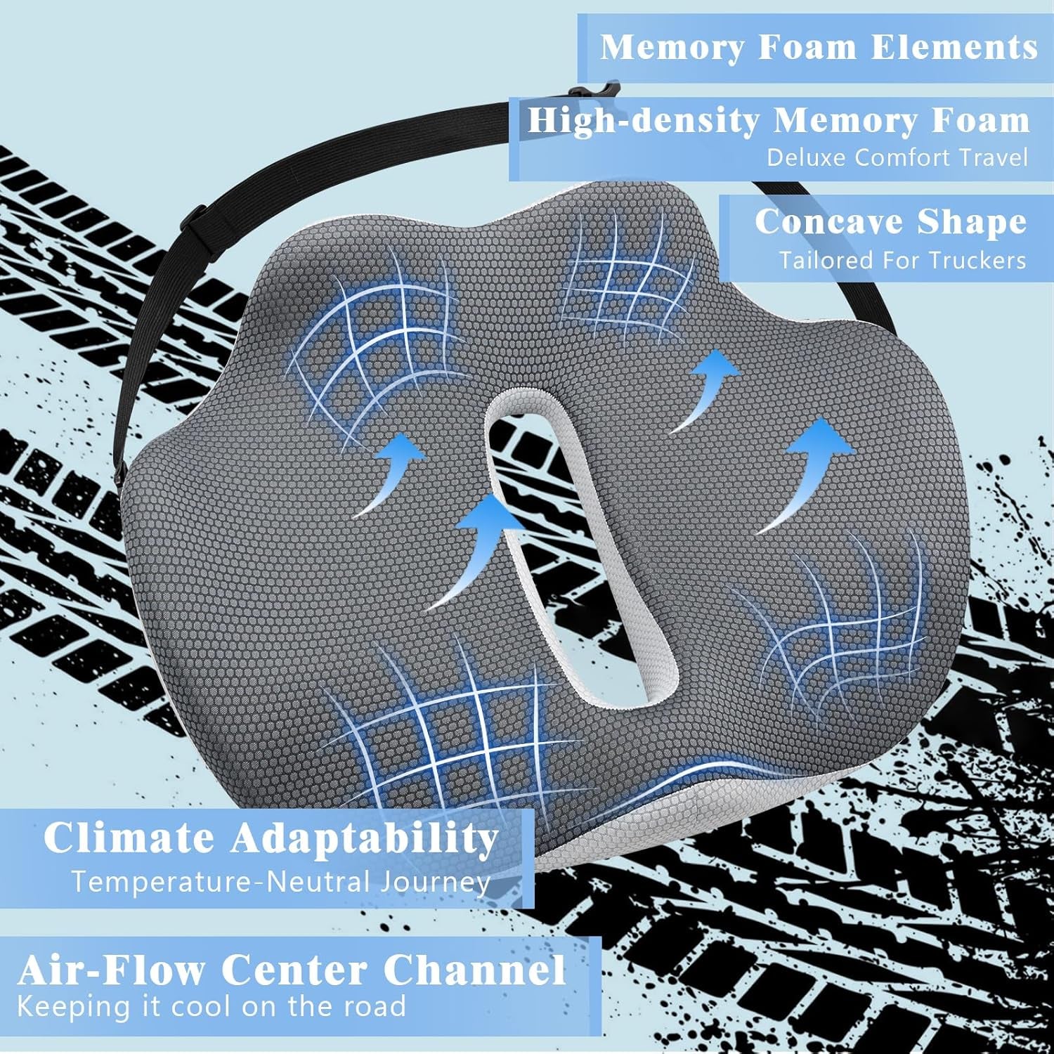 X-Large Seat Cushion for Truck Driver, Upgraded Cushion for Back Support and Pain Relief, Memory Foam with Non-Slip Washable Cover, Relieves Long-Term Truck Sitting and Pain