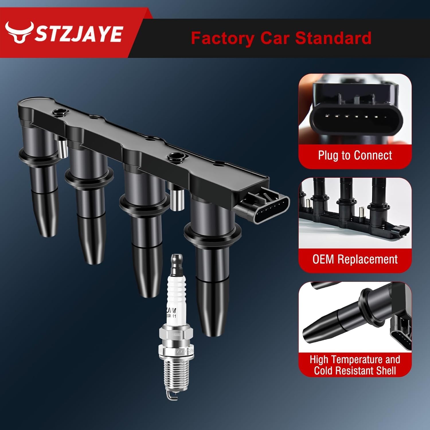UF620 Ignition Coil &4504 Iridium Spark Plug Set of 4 Pack Compatible with Chevy Aveo 2009-2011,For Aveo5 2009-2011,For Cruze 2011-2015,For Cruze Limited 2016 Coil Pack