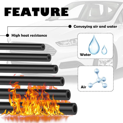 Multipurpose Vacuum Line Kit,6Pcs 5Ft Vacuum Hose Automotive+64Pcs Vacuum Line Connectors,Max 130PSI Silicone Hose for Variety Car Piping System Automotive Replacement Vacuum Hoses (70PCS)