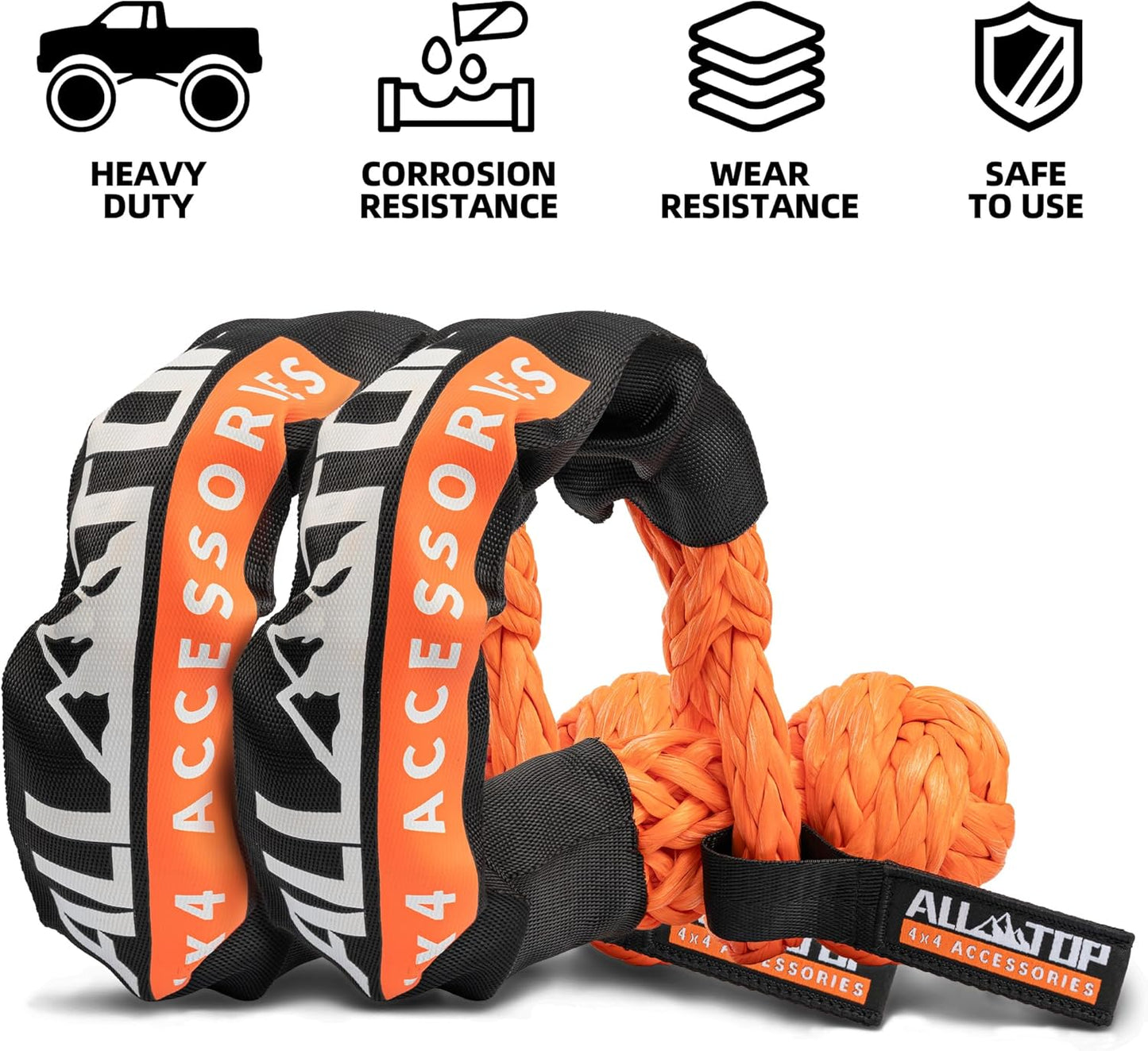 Synthetic Soft Shackle Rope 3/4In X 24In (66200Lbs Max Break) UHMWPE Recovery Tow Shackles for Offroad 4X4 Vehicles, 2 PCS