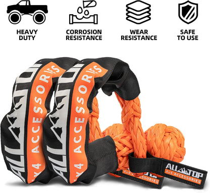 Synthetic Soft Shackle Rope 3/4In X 24In (66200Lbs Max Break) UHMWPE Recovery Tow Shackles for Offroad 4X4 Vehicles, 2 PCS