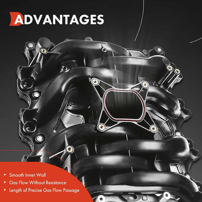 Upper Intake Manifold with Gaskets Thermostat Compatible with Ford Crown Victoria 01-11, Mustang 99-04, Explorer & Lincoln Town Car 01-11 & Mercury Grand Marquis 01-11, Mountaineer, 4.6L V8