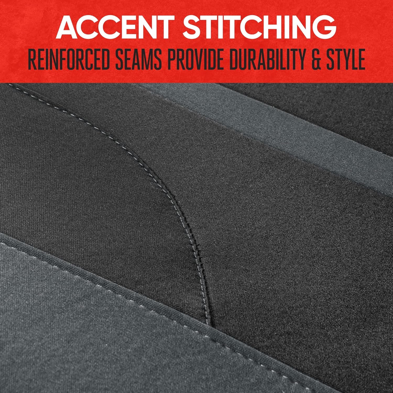 Omnifit Seat Covers for Cars, Two-Tone Gray Car Full Set with Hooded Split Bench Cover, Interior Accessories, Automotive