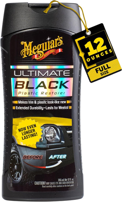 Ultimate Black Plastic Restorer, Durable Car Restorer That Gives New Life to Exterior Black Plastic, Vinyl, and Rubber Trim, 12 Oz Bottle
