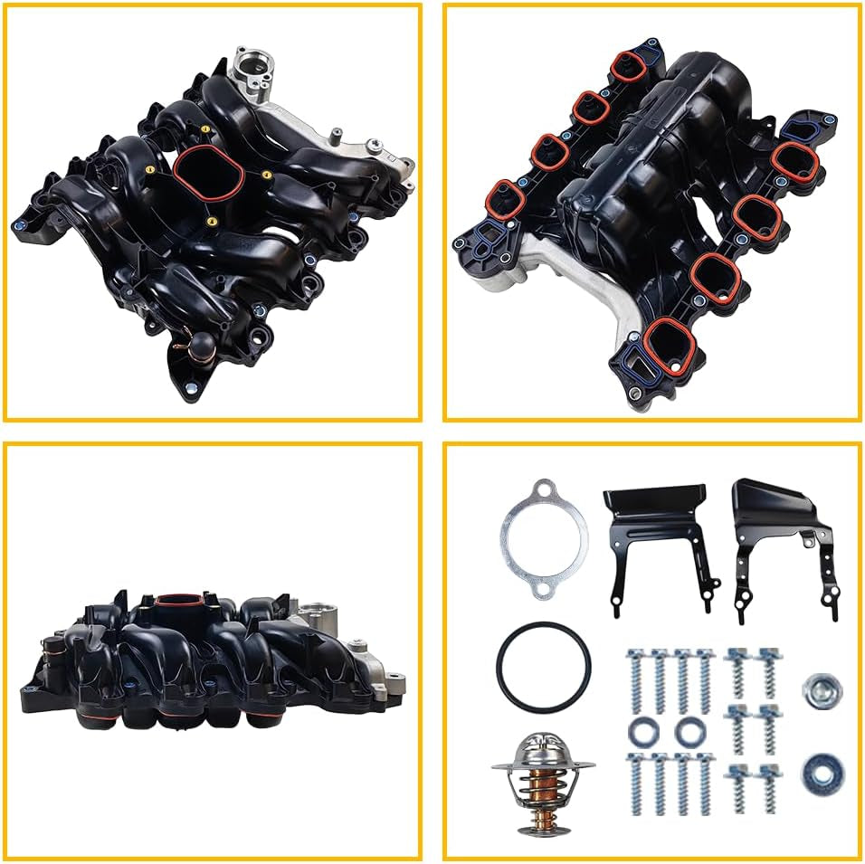 Upper Intake Manifold W/Gasket Thermostat Kit | Fit for Ford Crown Victoria Mustang Thunderbird, Mercury Grand Marquis Cougar, Lincoln Town Car V8 4.6L | OE# F6SZ9424AA F8AZ9424AAA F8AZ9424BC 615-178