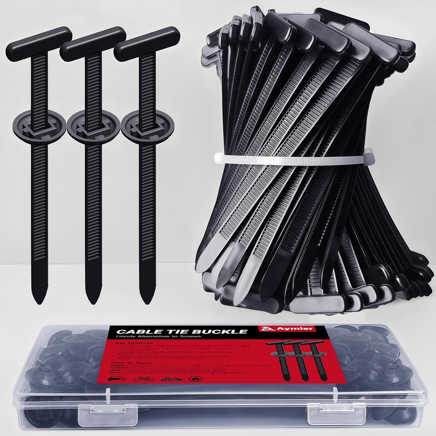 Upgrade Cable Tie Buckle Nylon Universal Heavy Duty Self Lock, Car Zipper Clip, Super Durable Button Zipper Retainer for Car Repair Office, Workshop and Shelves (30Pcs)