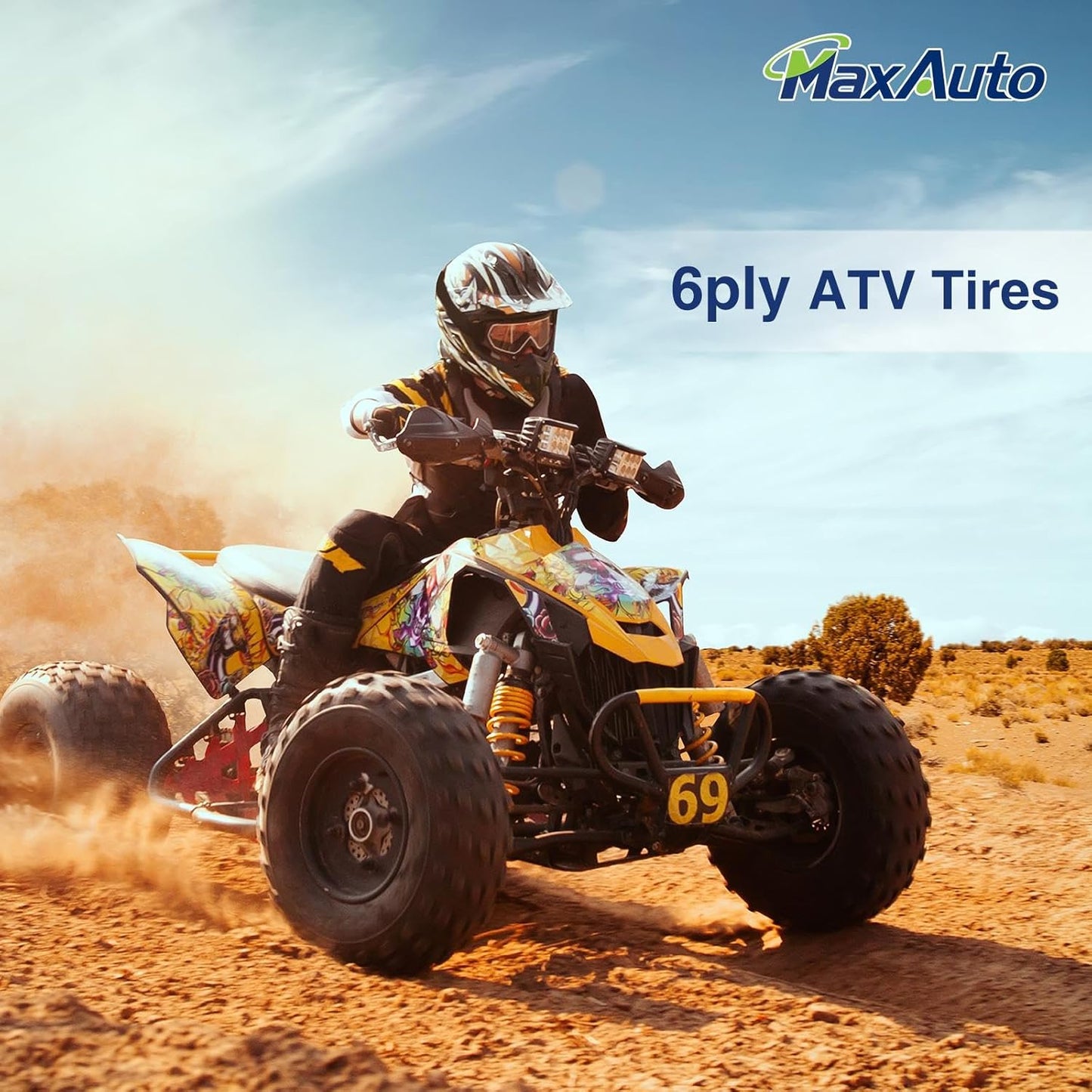 16X8-7 All-Terrain ATV and Go-Kart Tires, 6 PR Tubeless UTV Tires, Pack of 2
