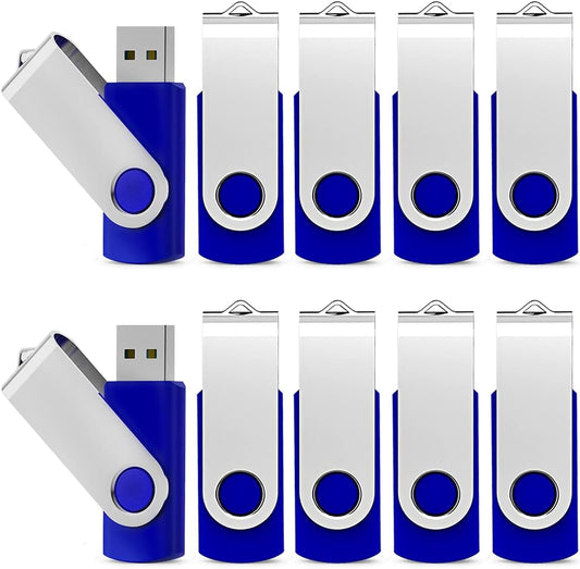64GB USB 2.0 Flash Drive - 10 Pack, Blue