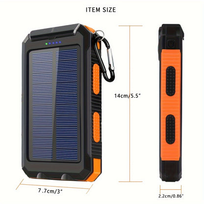 20000mAh Solar Powered Power Bank with Flashlight/USB/Type-C/Micro-Interface/G Compass, Suitable for Mobile Digital Electronics Devices, Durable and Long-lasting, Travel Camping, LED Flashlight, Climbing Buckle. Portable Sola