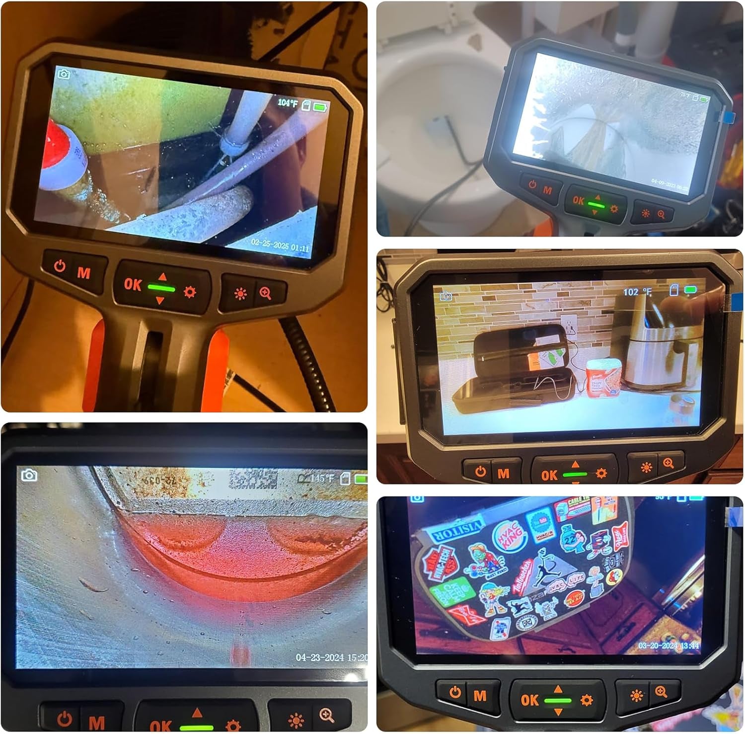 Two-Way Articulating Borescope with Light, Industrial Endoscope Inspection Camera with Articulated Probe, Flexible Mechanic Fiber Optic Snake Scope Cam for Wall Automotive Engine Inspect-5Ft