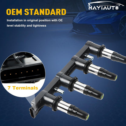 UF620 Ignition Coils Pack & 4PCS Iridium Spark Plugs Compatible with Chevy Cruze Sonic Aveo Aveo5 Pontiac G3 2011 2012-2018 1.6L 1.8L L4 Coil Pack Replace#90919-02247,C1646,5C1703,96476983