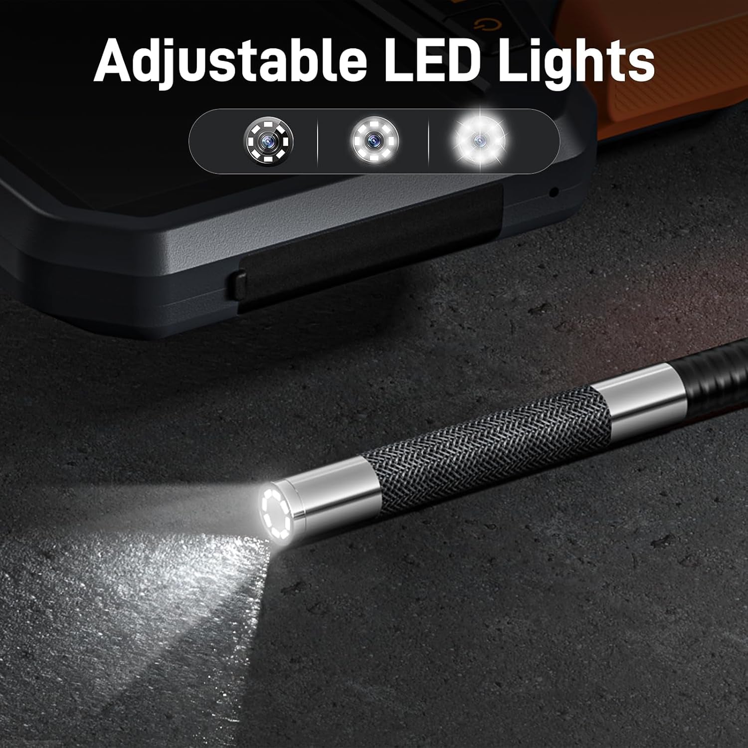 Two-Way Articulating Borescope with Light, Industrial Endoscope Inspection Camera with Articulated Probe, Flexible Mechanic Fiber Optic Snake Scope Cam for Wall Automotive Engine Inspect-5Ft