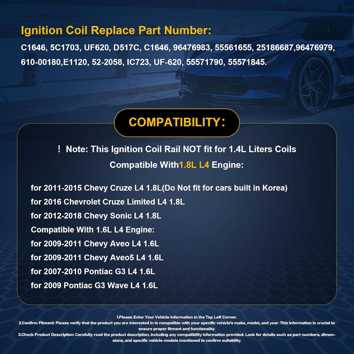 UF620 Ignition Coils Pack & 4PCS Iridium Spark Plugs Compatible with Chevy Cruze Sonic Aveo Aveo5 Pontiac G3 2011 2012-2018 1.6L 1.8L L4 Coil Pack Replace#90919-02247,C1646,5C1703,96476983