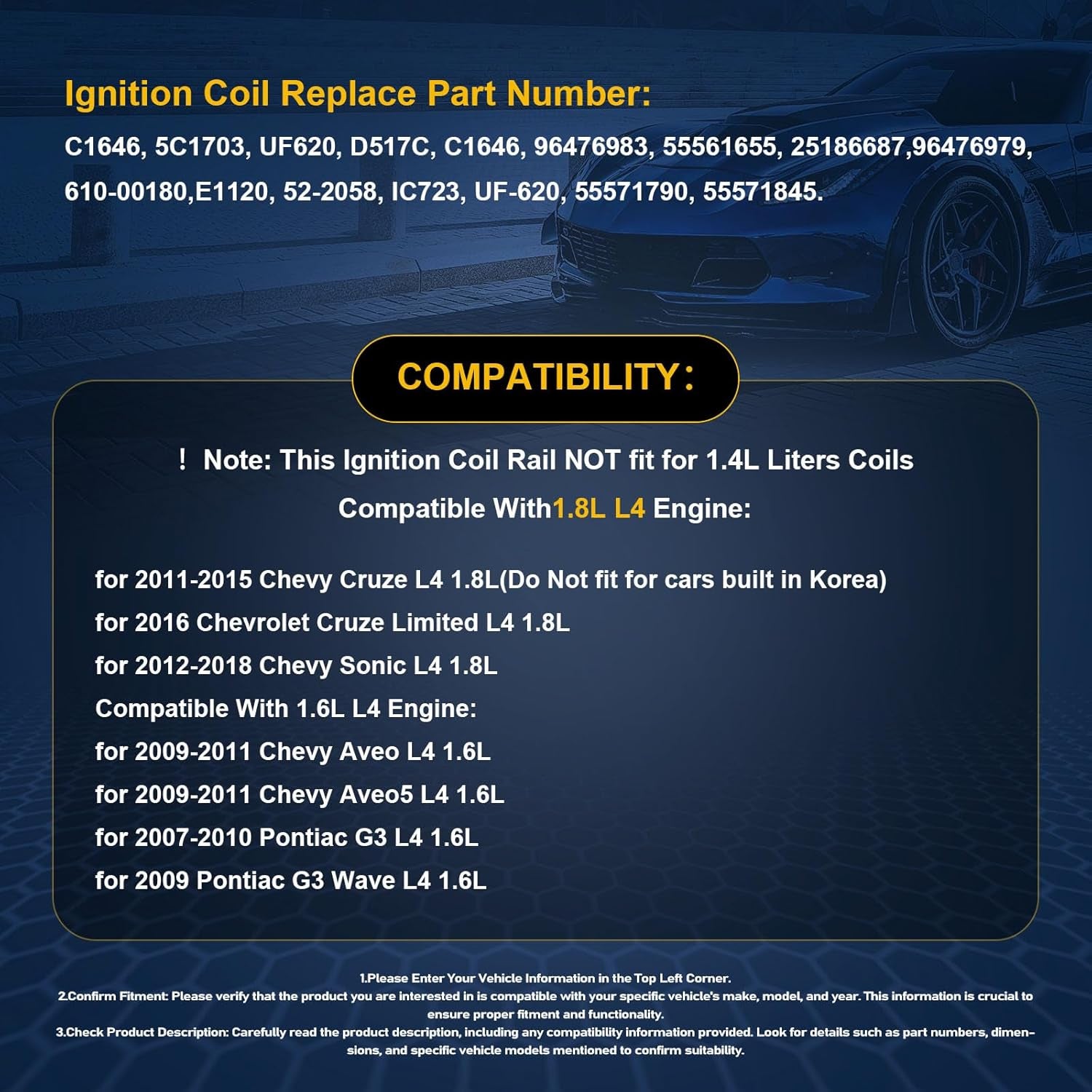 UF620 Ignition Coils Pack & 4PCS Iridium Spark Plugs Compatible with Chevy Cruze Sonic Aveo Aveo5 Pontiac G3 2011 2012-2018 1.6L 1.8L L4 Coil Pack Replace#90919-02247,C1646,5C1703,96476983