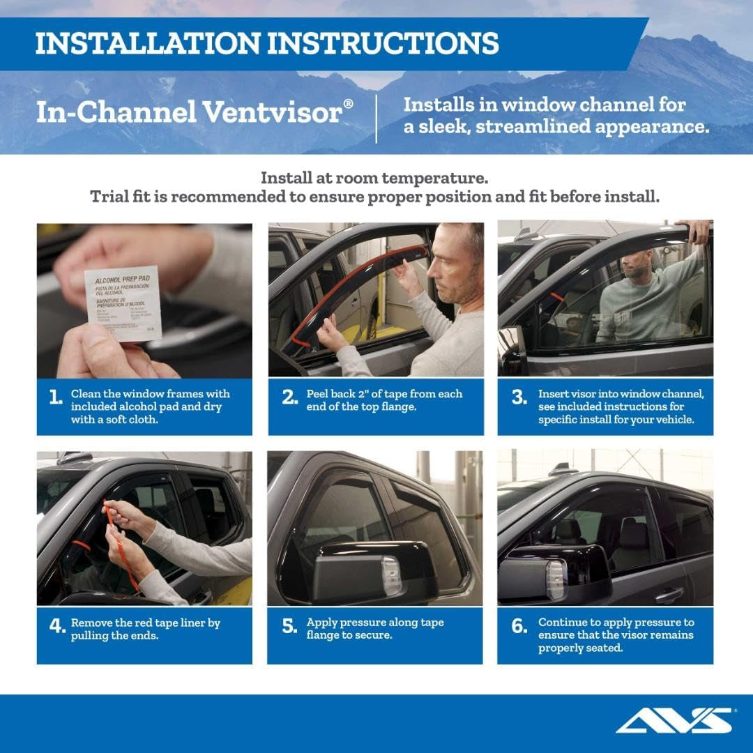 [AVS] In-Channel Rain Guards for 2002 - 2010 Ford Explorer (4-Door)/Mercury Mountaineer; 2003 - 2010 Lincoln Aviator | Window Vent Visors, 4 Pcs. - Smoke | 194819