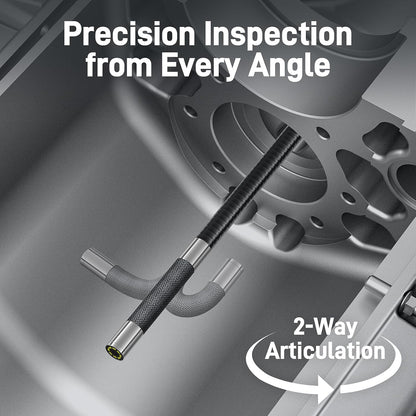 Two-Way Articulating Borescope with Light, Industrial Endoscope Inspection Camera with Articulated Probe, Flexible Mechanic Fiber Optic Snake Scope Cam for Wall Automotive Engine Inspect-5Ft