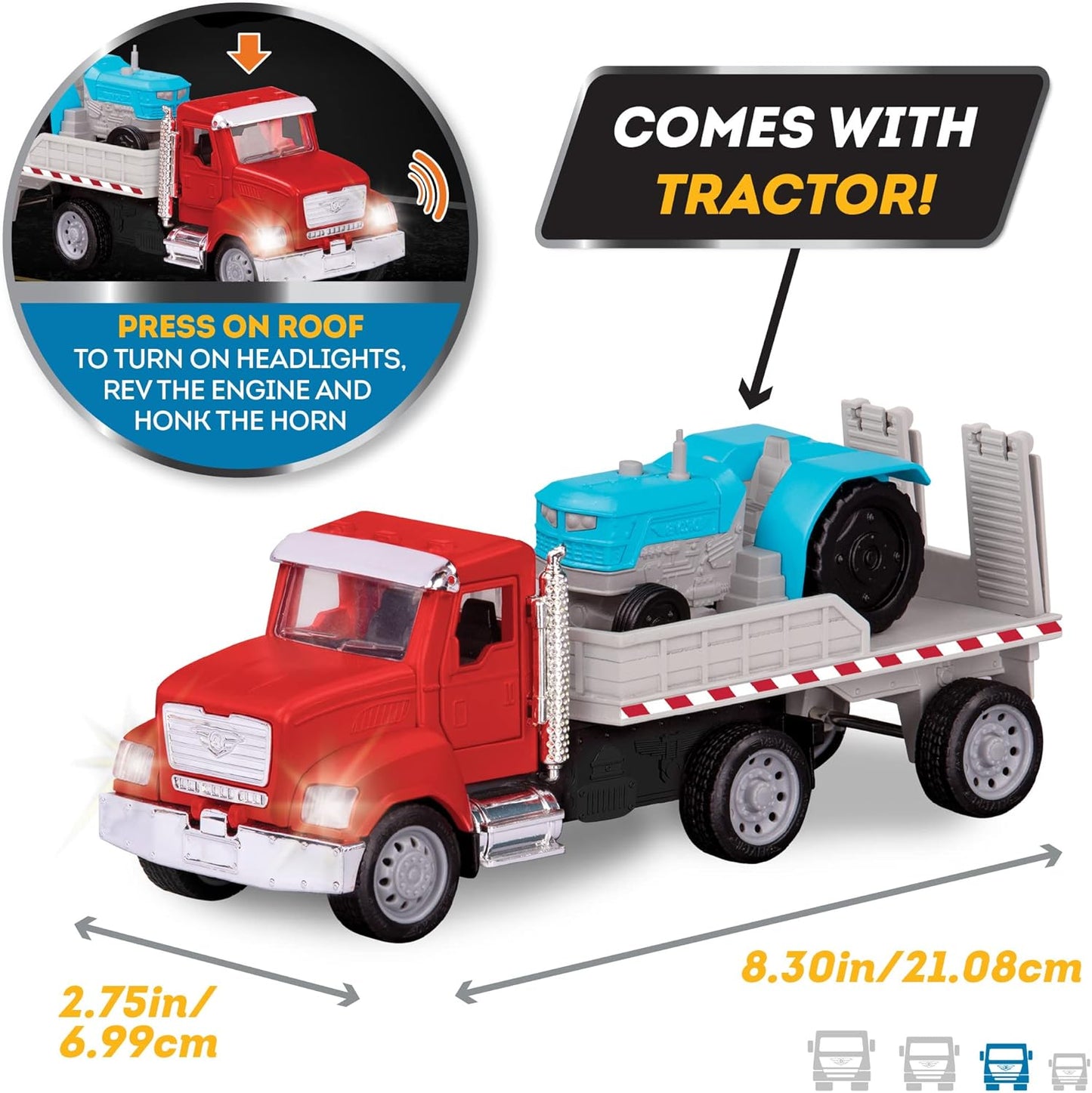 – 7-Inch Flatbed Truck Toy with Lights & Sounds, Movable Parts, Construction Vehicle for Boys & Girls, Durable Design, Realistic Details, Gift 3+ Years Toy for Kids