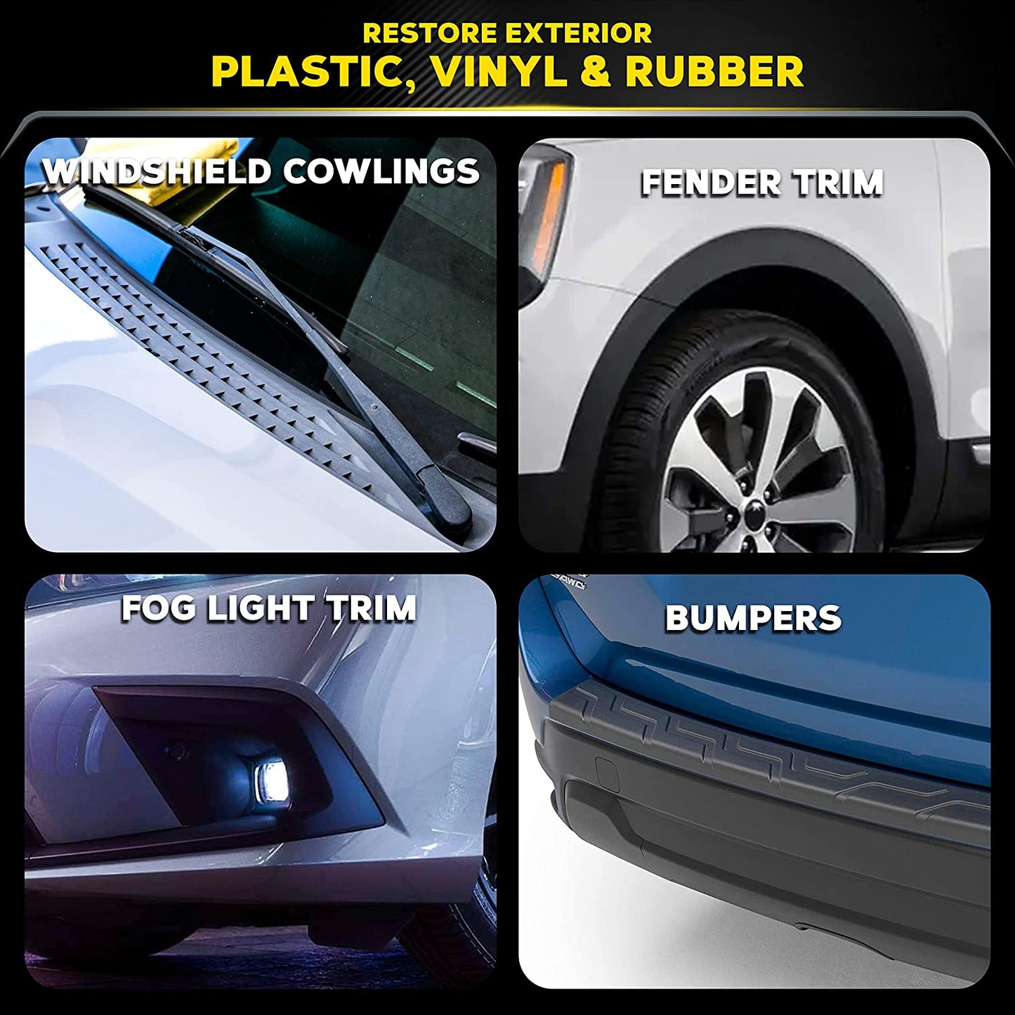 Ultimate Black Plastic Restorer, Durable Car Restorer That Gives New Life to Exterior Black Plastic, Vinyl, and Rubber Trim, 12 Oz Bottle