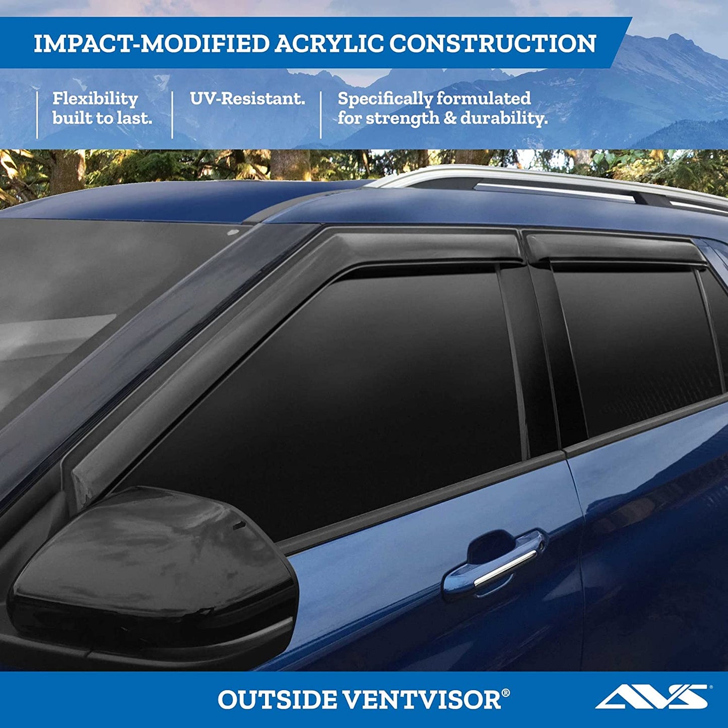 [AVS] outside Mount Rain Guards for 2022-2025 Toyota Corolla Cross | Window Vent Visors, 4 Pcs. - Smoke | 94168