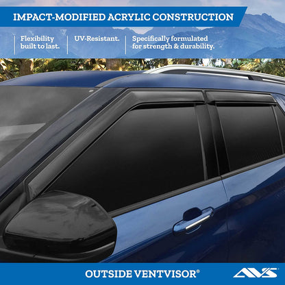 [AVS] outside Mount Rain Guards for 2015-2025 Ford F-150; 2017-2025 F-150 Raptor, F-250, F-350 SD, SUPERCAB ONLY | Window Vent Visors, 4 Pcs. - Smoke | 94974