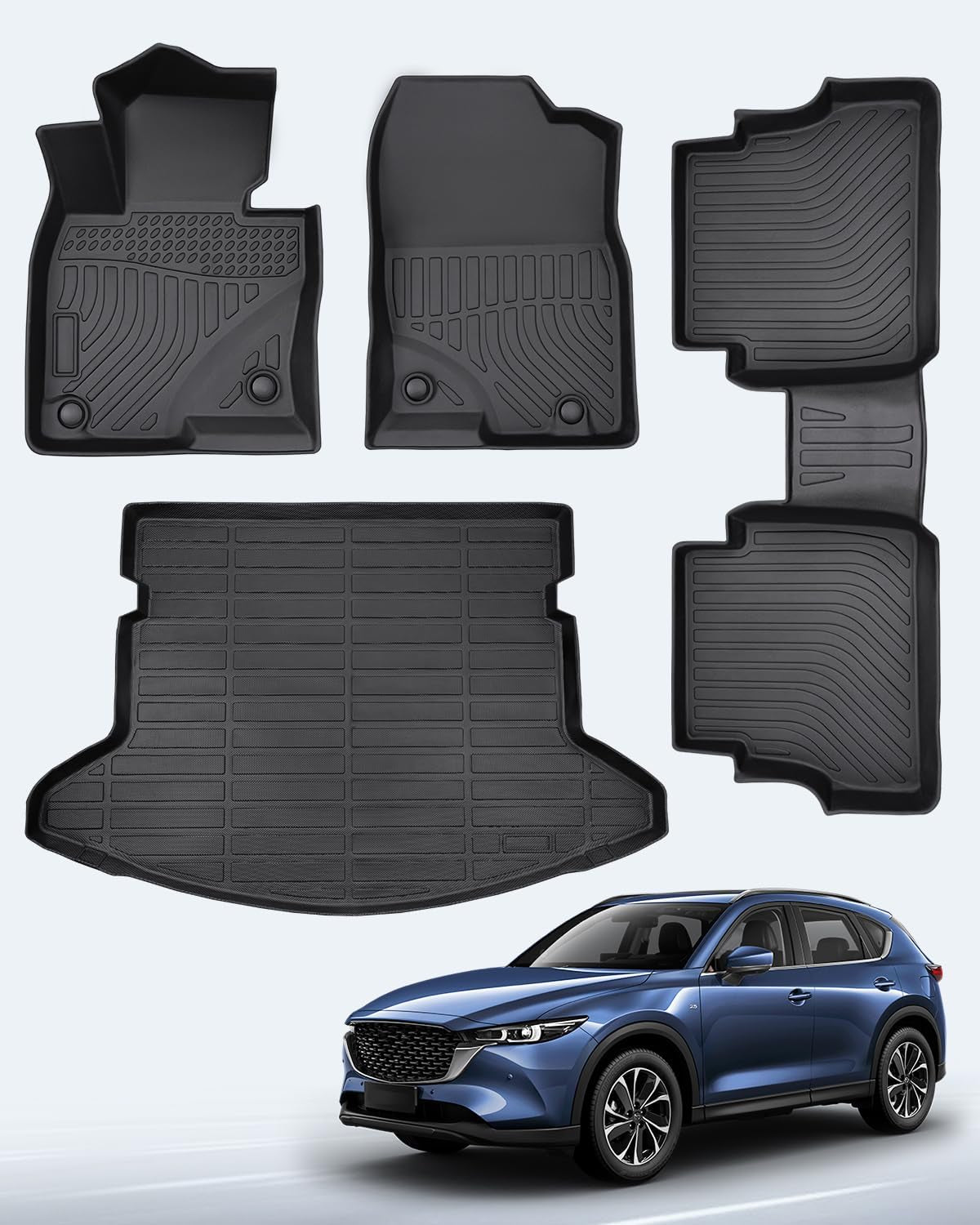 ® for Mazda CX5 Floor Mat 4 PCS, All Weather Floor Liners Custom Fit for Mazda CX-5 2025 2024 2023 2022 2021 2020 2019 2018 2017 Full Set Front Rear Cargo Seat for CX5 Accessories