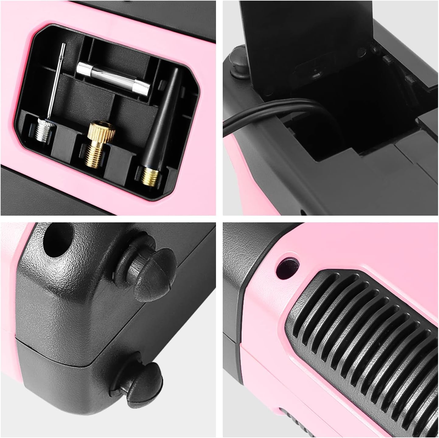 ‎ TOOLS-00212 Pink 12V DC Digital Tire Inflator Portable Air Compressor with Pressure Gauge for Cars, Bicycles, Motorcycles,Balls