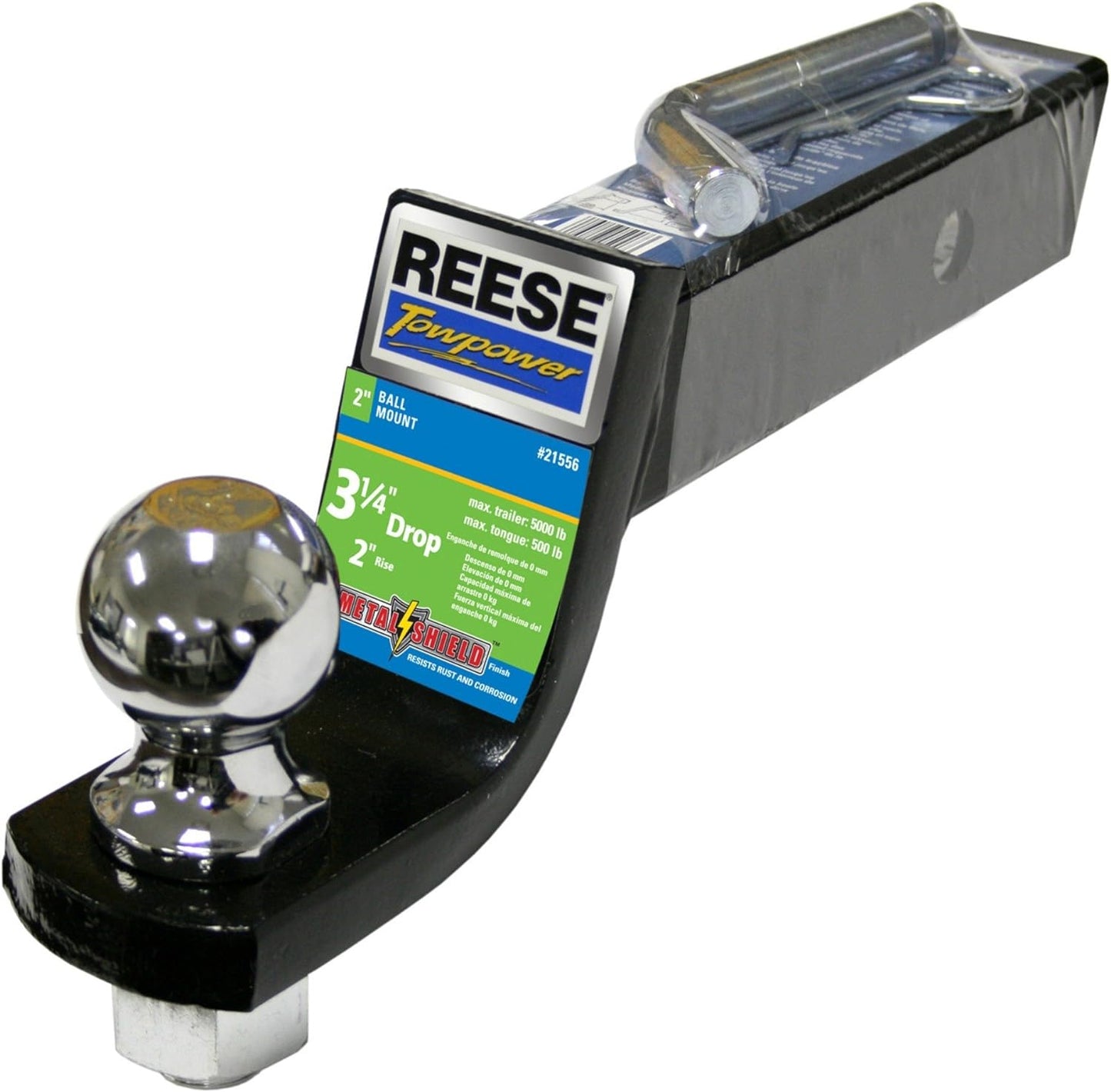 Towpower 21556 Trailer Hitch Drawbar and Ball Hitch Towing Kit, Fits Square 2 Inch Hitch Receiver, 3.25 Inch Drop, 5,000 Lbs. Capacity, Includes 2 Inch Trailer Ball and Hitch Pin & Clip