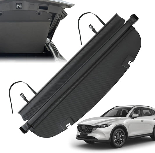 Trunk Cargo Cover for Mazda CX5 2025 2017-2024, with Carbon Fiber Texture Ends，Cx-5 Accessories, Anti-Peeping Retractable Security Shade, Privacy Screen Extra Cover