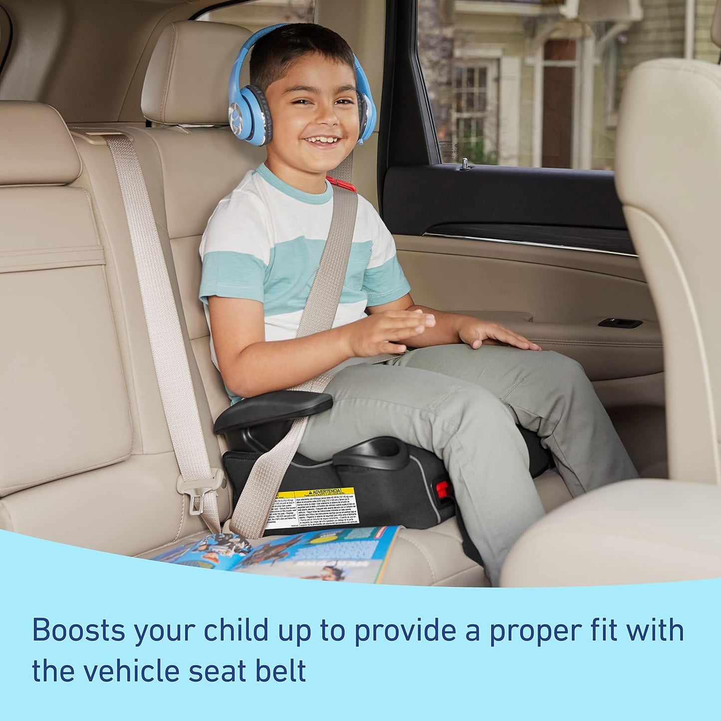 ® Turbobooster® LX Backless Booster with Affix Latch | Backless Booster Seat for Big Kids Transitioning to Vehicle Seat Belt (Rio)